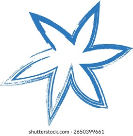 Playful blue hand drawn star doodle vector, ideal for creative designs, kids’ graphics, fun illustrations, logos, and decorative elements.