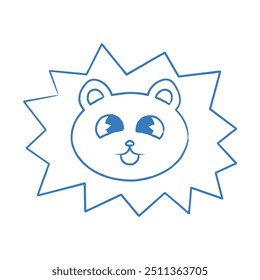 Playful blue line art bear cartoon illustration. Perfect for children's books, playful designs, and fun projects. Adds a whimsical touch to any creative work