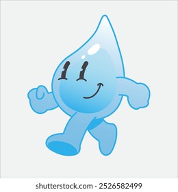 Playful blue water droplet character