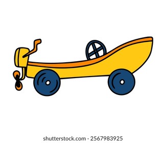 Playful Boat-Shaped Tractor with a Nautical Twist for a Whimsical and Creative Farm Adventure Theme Vector illustration