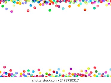 A playful border created by an array of bright, multicolored bubbles on a clean white background, with ample space for text.