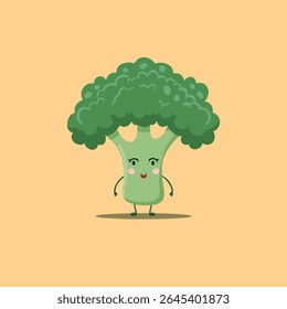 Playful Broccoli Character Illustration on a Simple Background for Fun and Wholesome Imagery