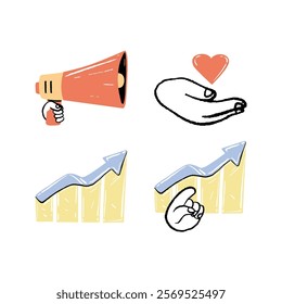 Playful brushstrokes marketing stickers and icons