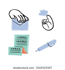 Playful brushstrokes marketing stickers and icons