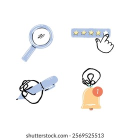 Playful brushstrokes marketing stickers and icons