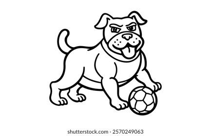 Playful Bulldog Kicking a Soccer Ball"
Highlights the energetic and fun activity of the bulldog with a focus on its playful demeanor.