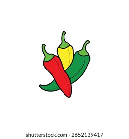 Playful bunch of red and green chili peppers Vector illustration