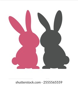 Playful Bunny Silhouette Vector for Love and Romance Themes.