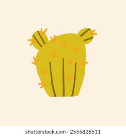 Playful cactus illustration with vibrant colors and simple lines. Vector hand drawn illustration in freehand style