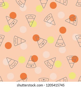 Playful candy corn pattern. The traditional Halloween treat with cute face expressions. Fully customizable, easily change colors to match your design. Add texture to your background.