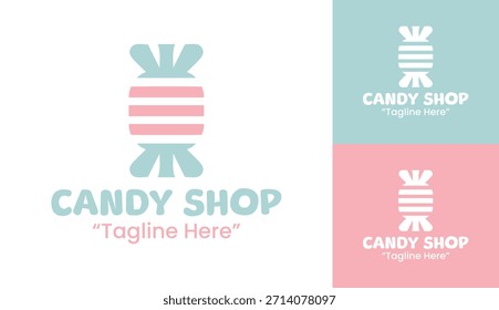 Logo de una tienda de dulces juguetona diseñado para tiendas de dulces, marcas de confitería y coloridos negocios de postres.