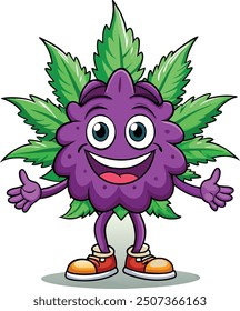 Playful Cannabis Leaf T-Shirt Design - Cartoon Style