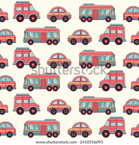 Playful cars seamless pattern collection ready to print, cute and cheerfull, perfect for kids.