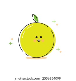 A playful cartoon apple icon with a cheerful face