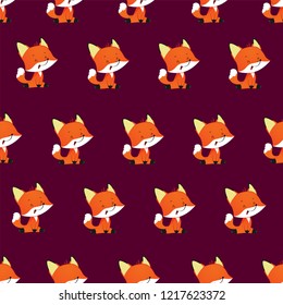Playful cartoon baby foxes seamless pattern. Vector wallpaper.