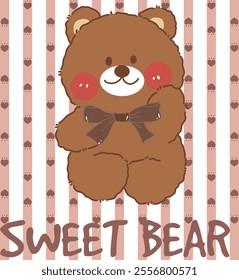 Playful cartoon bear, suitable for printing on fabric and t-shirts. Lines drawn with vectors