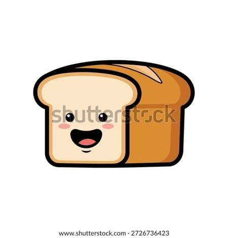 Playful Cartoon Bread Loaf with Smile, Food Illustrations, Whimsical Style, Cheerful Atmosphere