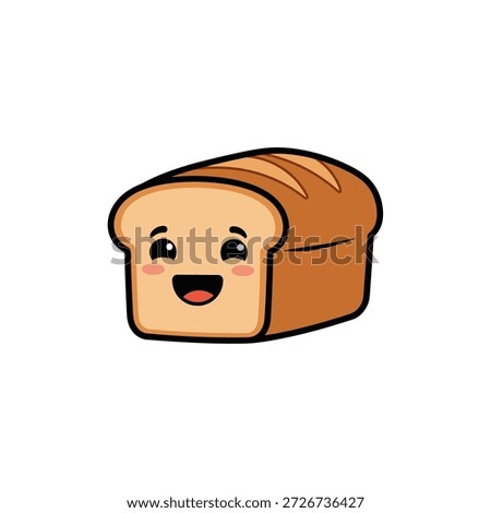 Playful Cartoon Bread Loaf with Smile, Food Illustrations, Whimsical Style, Cheerful Atmosphere