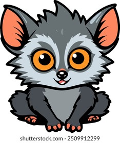 Juguetón de dibujos animados bushbaby con ojos grandes