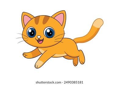  Playful Cartoon Cat Jumping Vector Illustration