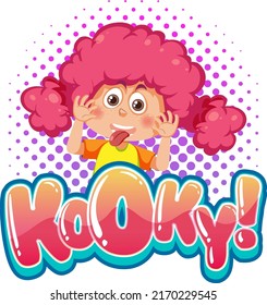 Playful cartoon character with kooky word expression illustration
