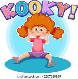 Playful cartoon character with kooky word expression illustration