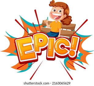 Playful cartoon character with word expression illustration