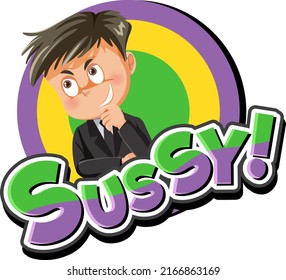 Playful cartoon character with word expression illustration