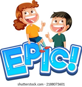 Playful cartoon character with word expression illustration