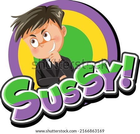Playful cartoon character with word expression illustration