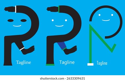 Playful Cartoon Characters Forming the Letter 'P' with Humanoid Features on Blue Background