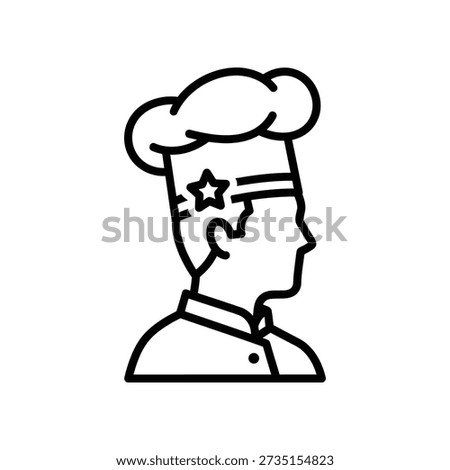 A playful cartoon chef character deep in thought with a glowing star idea above head, perfect for creativity, brainstorming, and culinary concept designs.