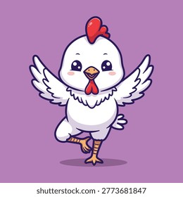 Playful Cartoon Chicken Dancing Vector Illustration