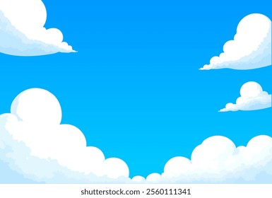 Playful Cartoon Clouds in a Bright Blue Sky Illustration