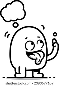 playful cartoon creature in black and white