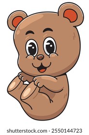 Playful Cartoon cute brown bear Character