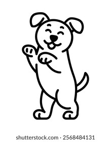 Playful Cartoon Dog Illustration Standing on Hind Legs