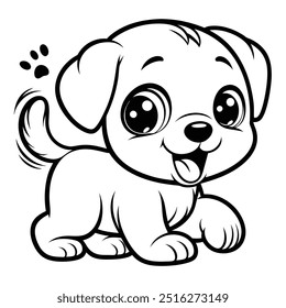 Playful Cartoon Dog Sitting Illustration - Cute Pet Graphic for Children’s Books and Design Elements.