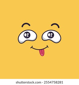 Playful cartoon face sticking its tongue out, conveying a sense of joy, silliness, and lightheartedness, set against a vibrant yellow backdrop