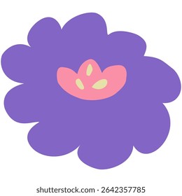 Playful cartoon flower in bold flat colors on white background. Perfect for kids’ crafts, spring and summer designs, and cheerful decorative projects.