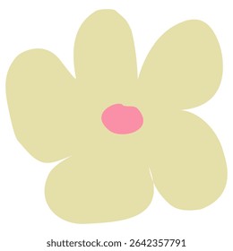 Playful cartoon flower in bold flat colors on white background. Perfect for kids’ crafts, spring and summer designs, and cheerful decorative projects.