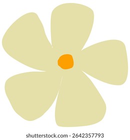 Playful cartoon flower in bold flat colors on white background. Perfect for kids’ crafts, spring and summer designs, and cheerful decorative projects.
