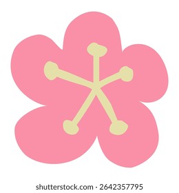 Playful cartoon flower in bold flat colors on white background. Perfect for kids’ crafts, spring and summer designs, and cheerful decorative projects.
