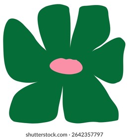 Playful cartoon flower in bold flat colors on white background. Perfect for kids’ crafts, spring and summer designs, and cheerful decorative projects.
