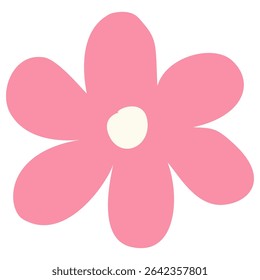 Playful cartoon flower in bold flat colors on white background. Perfect for kids’ crafts, spring and summer designs, and cheerful decorative projects.
