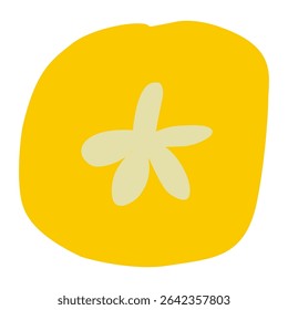 Playful cartoon flower in bold flat colors on white background. Perfect for kids’ crafts, spring and summer designs, and cheerful decorative projects.