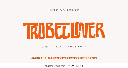 Playful cartoon Font, funky typeface ,children's artwork, creative alphabet font, birthday invitations, playful branding, and carnival typography. Vector illustration