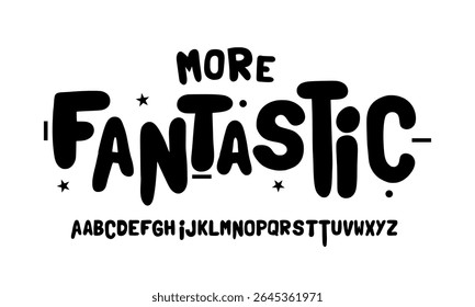 Playful cartoon Font, funky typeface for joyful brings life designs like children's artwork, birthday invitations, playful branding, and carnival