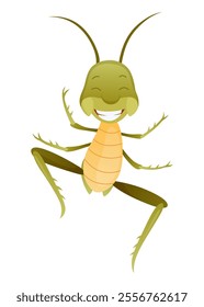 Playful Cartoon Grasshopper Character in a Dynamic Pose