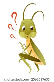 Playful Cartoon Grasshopper Character in a Dynamic Pose